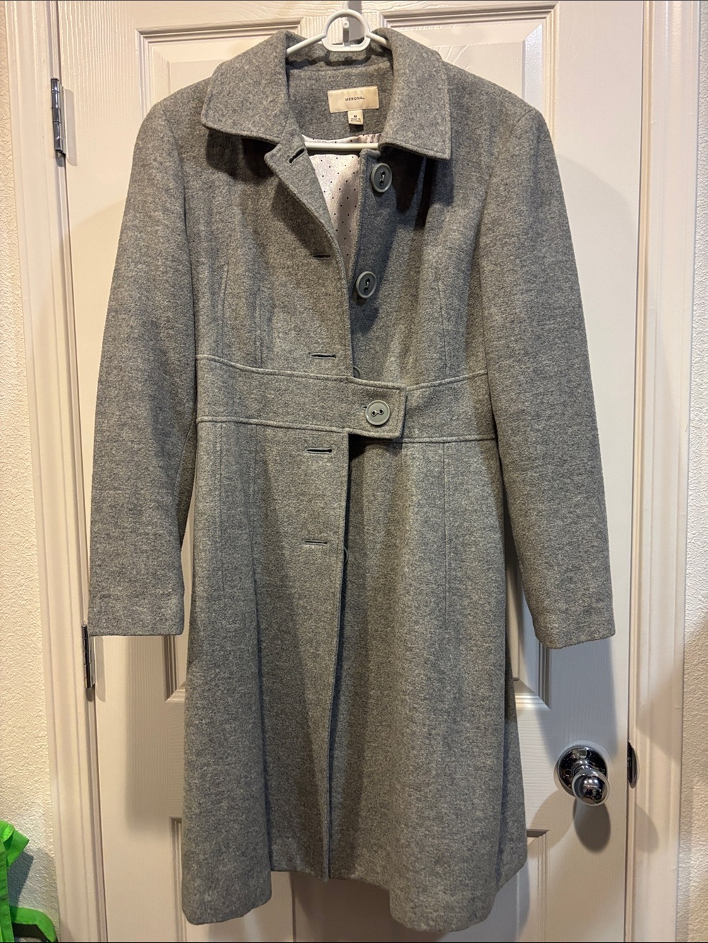 Merona Gray Wool-Blend Belted Trench Coat
